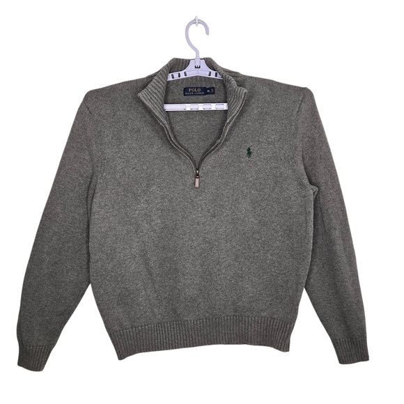 Polo Ralph Lauren Pullover Mens EL Estate Rib Quarter Zip Grey Sweater Pony - Picture 3 of 10
